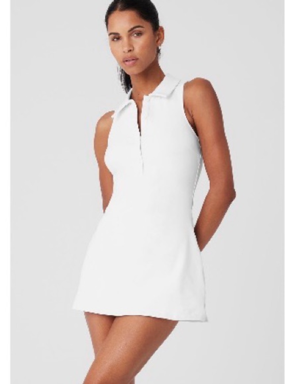 ALO Yoga White Sleeveless Polo Swim Dress